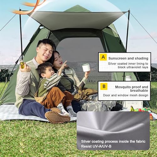 Carpa pop-up para camping, 3-5 personas, verde miniatura 3