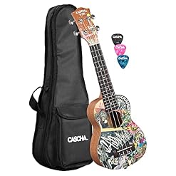 Art Series Ukulélé soprano urbain Design solide avec housse et 3 médiators - Les Beatles, Paul McCartney, John Lennon, RIngo Starr, George Harrison