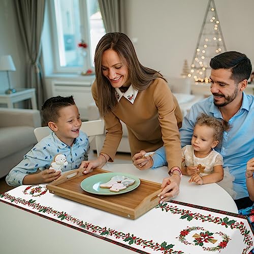Caminho de mesa de Natal, caminho de mesa xadrez vermelho de linho para decoração de cozinha para ca