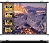プロジェクター スクリーン 60インチ 16:9 吊り下げ 4K対応 壁掛け 吊り下げ式 ロール式 折りたたみ式 持ち運び便利 屋内屋外兼用 ホームシアター 家庭用 会議用 映画鑑賞