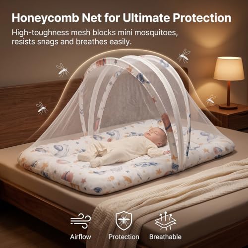 Image of StarAndDaisy 3 in 1 Baby Mosquito net for Sleeping, Mosquito net for Newborn Baby with Soft and Comfortable Bed.