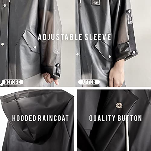 Image of L-Rain Durable TPU Clear Rain Coat for Adults - Women and Men Fashion Hooded Rain Poncho