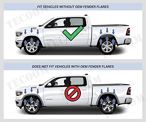 Image of Tecoom No Drill Mud Flaps Compatible with Ram 1500 2019 2020 2021 Without Fender Flares, Not for 2019 Ram 1500 Classic Model, Front and Rear Splash Guards Set 4Pcs, ABS Molded