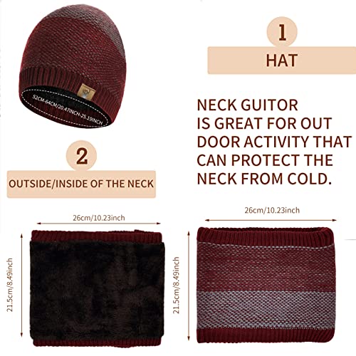 Womens Beanie Hat Scarf with Touchscreen Gloves Skull Cap Neck Warmer with Fleece Lined Long Scarves for Women Men3