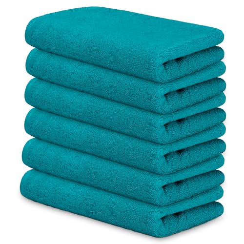 DECASATEXTIL Pack 6 Toallas Pequeñas 30x50cm Algodón 450g/m² – Suaves y Absorbentes – Toallas de Cara, Aseo o Invitados – Hogar, Hotel o SPA – Oceano