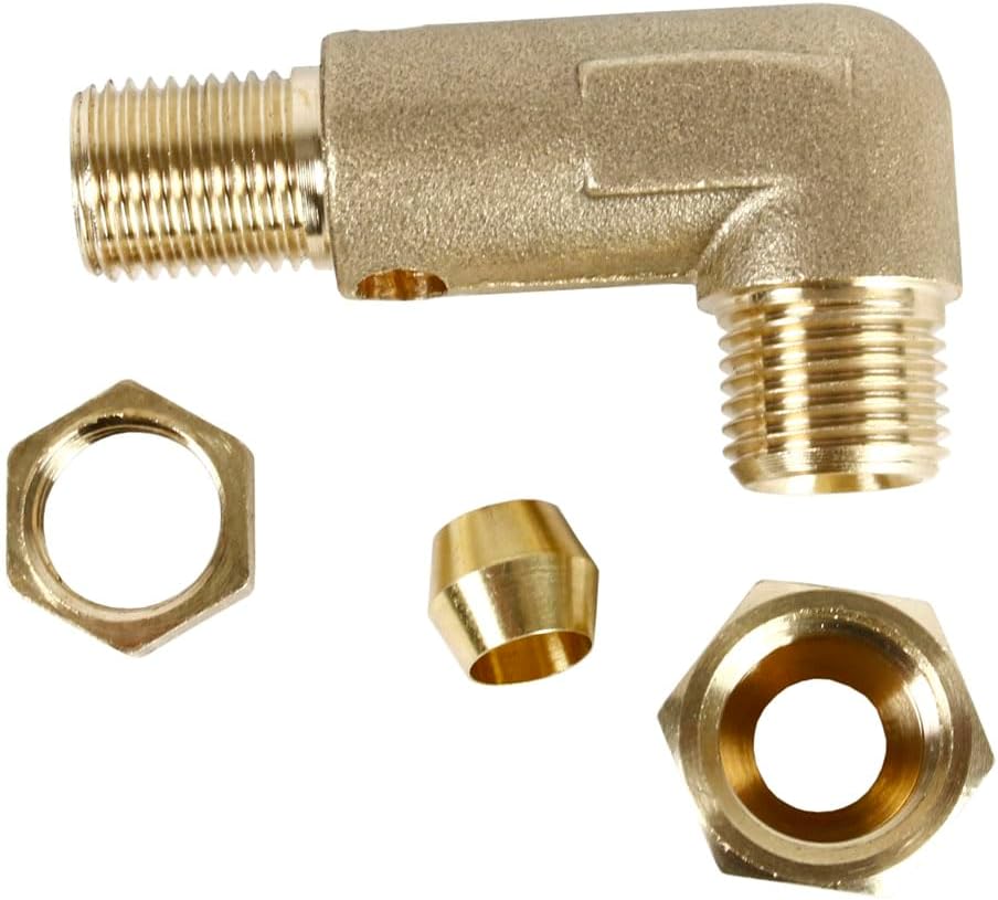 1/4" x 1/8" 90° Air Compressor Unloader Valve Elbow for 2-Stage Compressor Pump Heads, Brass Fitting, Replacement Pressure Relief Connector