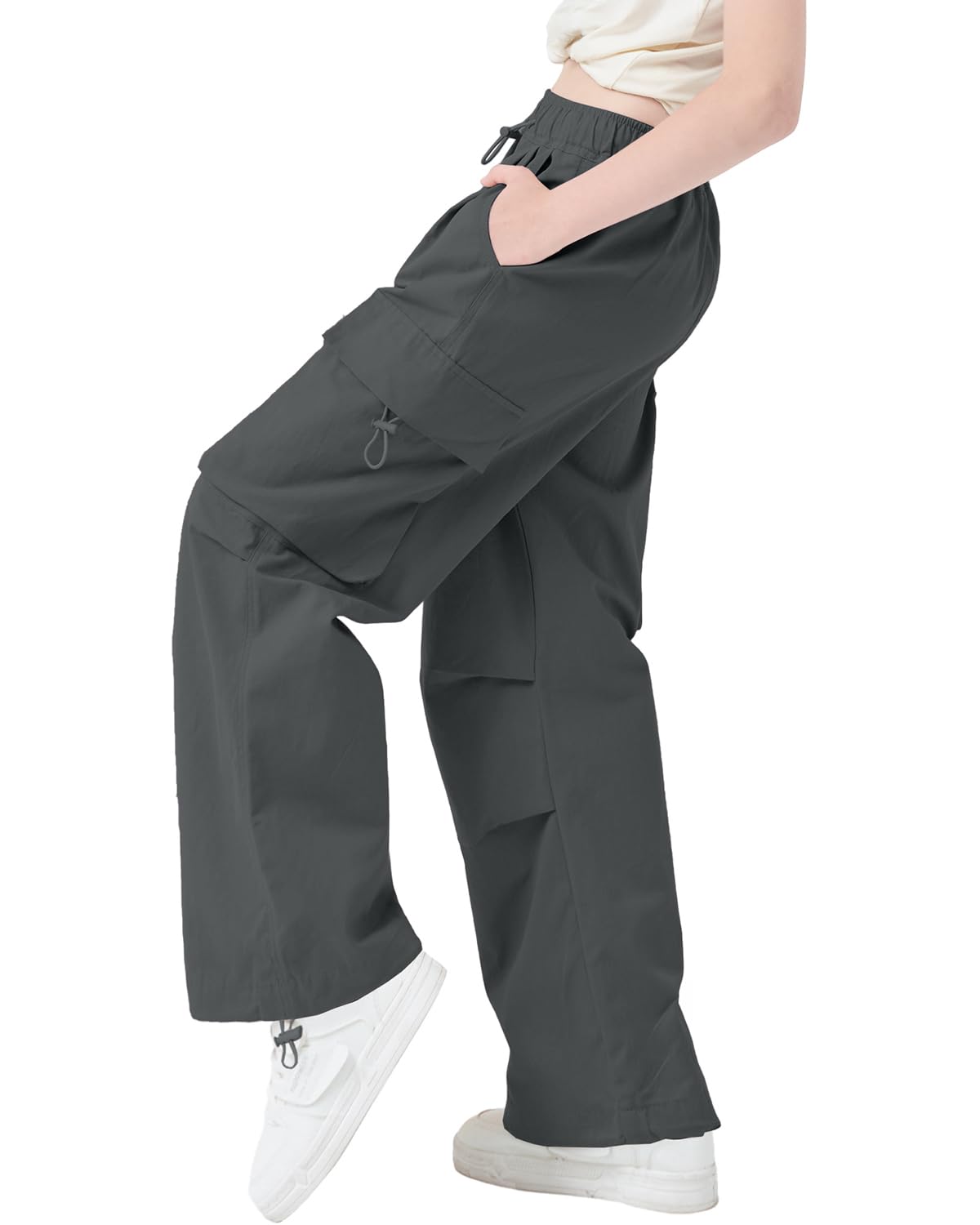 AOWKULAE Pantaloni cargo da ragazza, casual, con coulisse, abbigliamento sportivo, pantaloni da paracadute