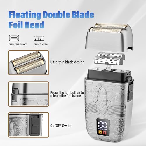 Image of Saoilli Professional Hair Trimmer Hair Clippers for Men, Nose Hair Trimmer Shaver Set,Cordless T-Blade Beard Trimmer Barber Clippers,Electric Razor Foil Shavers for Men Haircut Grooming Kit(Silver)