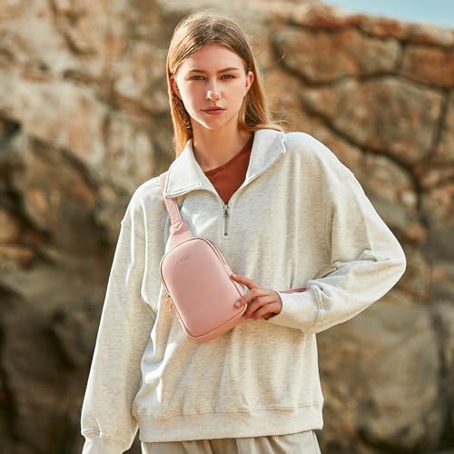 VATAN Small Sling Bag Women's Crossbody Fanny Packs Leather Crossbody Bags for Women (B-Pink)3