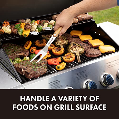 Cuisinart Cgs-1100 (Spatula, Locking Tongs, Fork, Basting Brush) 4-Piece Grill Tool Set, Ash Wood Handle #TOP5