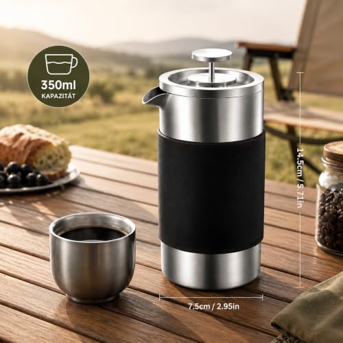 French Press 350 ml, Tragbare French Press aus Edelstahl mit Lsolierung – Bild 2