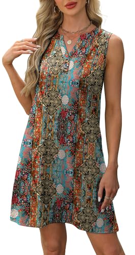 Image of XIEERDUO Summer Dresses for Women 2026 Beach Vacation Clothes V Neck Button Sundresses with Pockets