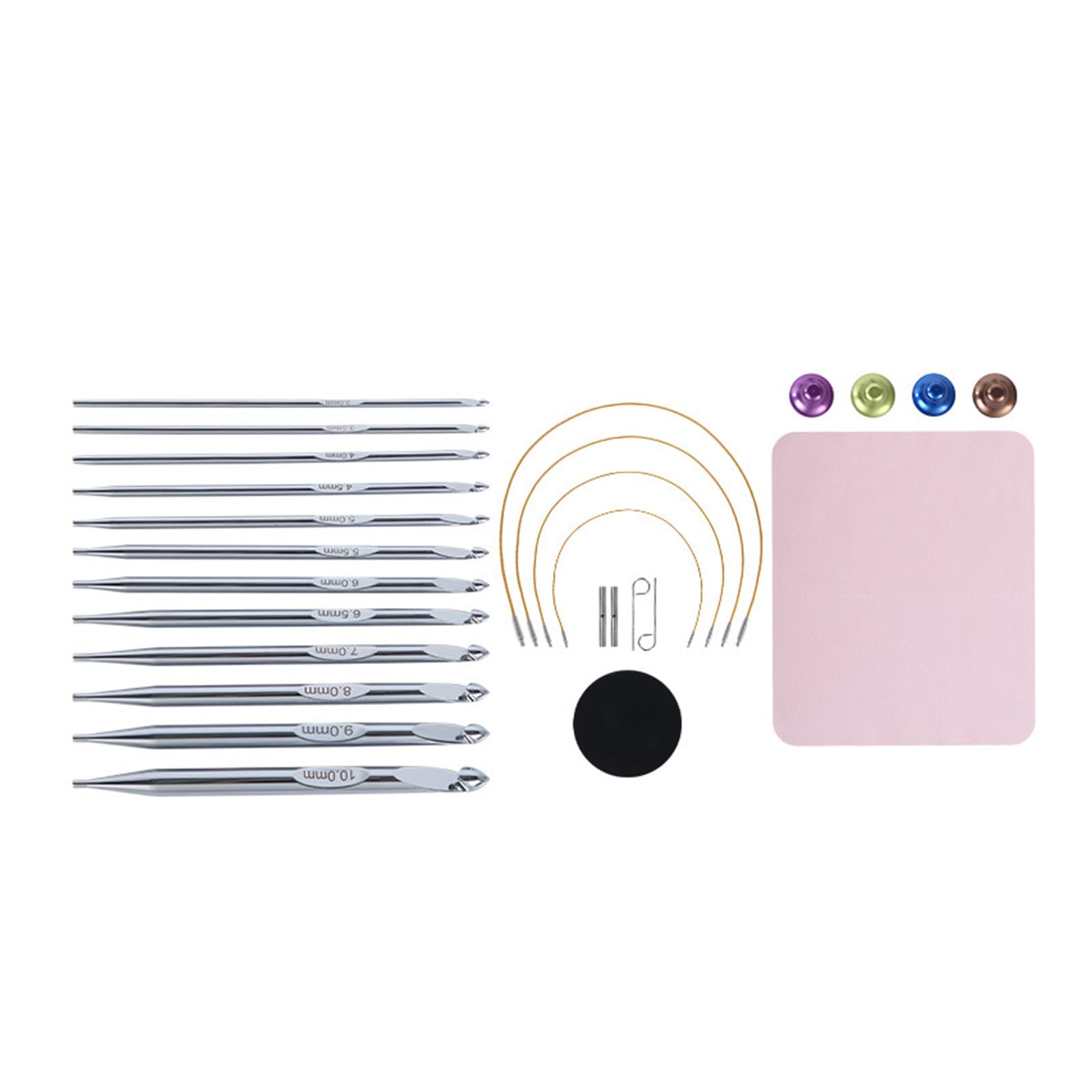 12Pcs Tunisian Crochet Hook Set with Cable 3.0mm-10mm Tunisian Knitting Needle with Leather Case for Knitting Weaving Tool with Cables