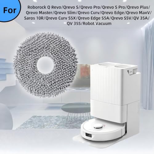 Image of 8 Pack Mop Pads for Roborock QV 35A /35S /Qrevo S5V /S Pro /Saros 10R Vacuum | for Roborock Q Revo /Qrevo S /Pro /Plus /Master /Slim /Curv /CurvX /Edge Robot Vacuum, Spin Cleaning Pads Replacement Accessories Set
