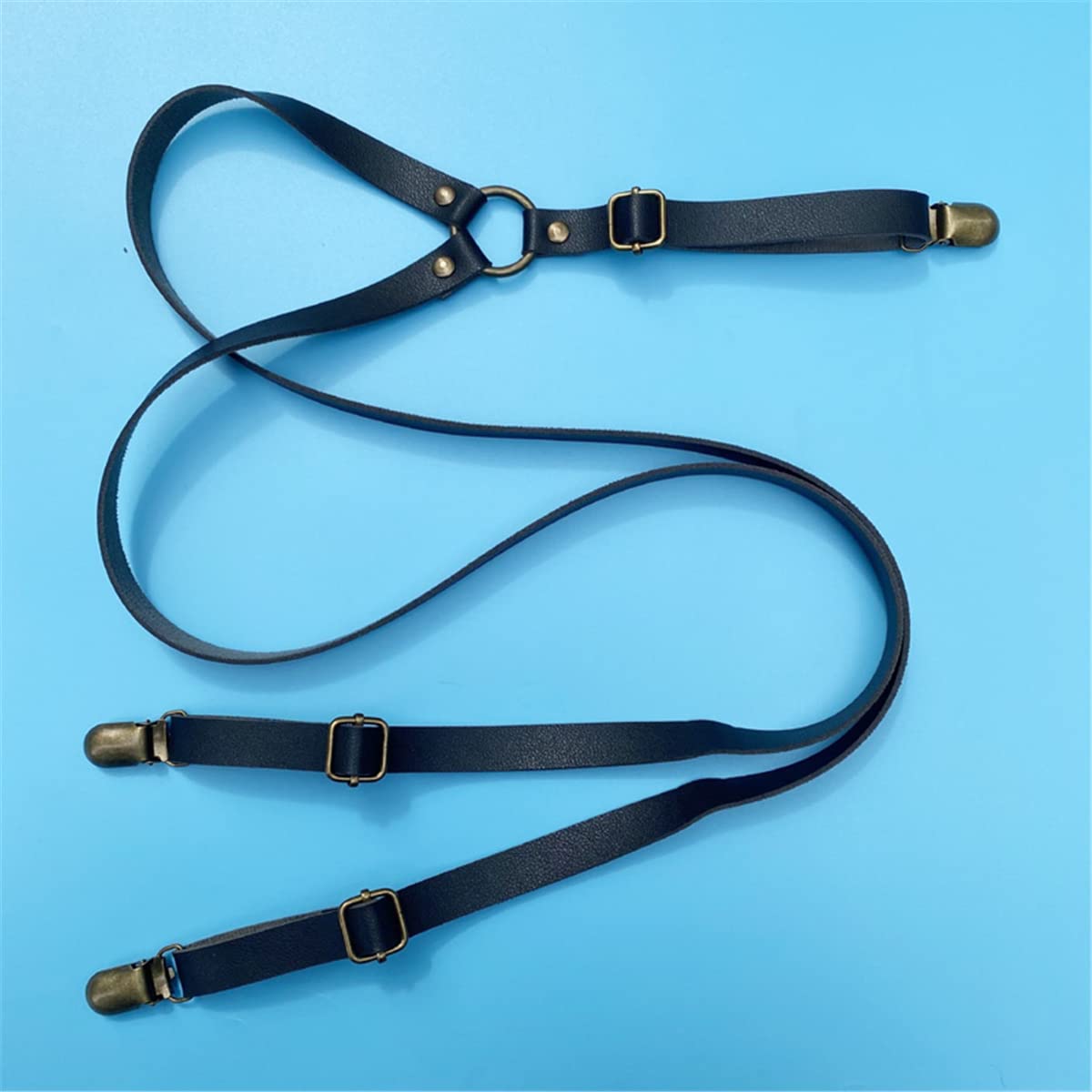 Tirantes para Hombre, Tirantes de Piel sintética for Hombre, con Cierre en Y y 3 Clips, 1(Black)