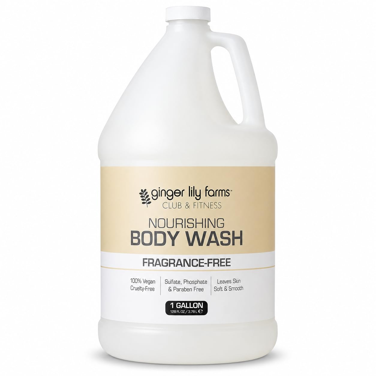 Ginger Lily Farms Club & Fitness Body Wash, 128oz, Fragrance Free | 100% Vegan & Cruelty-Free | Nourishing Bath & Shower Gel for All Skin Types | Refill Size