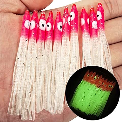 soonbuy Jig Skirts, 10pcs DIY Fishing Jig Lures, Soft Swim Jig Heads for Fishing, Vibrating Spinner Bait for Large and Smallmouth Bass, Trout, Walleye red head luminous 10pcs/bag Cover