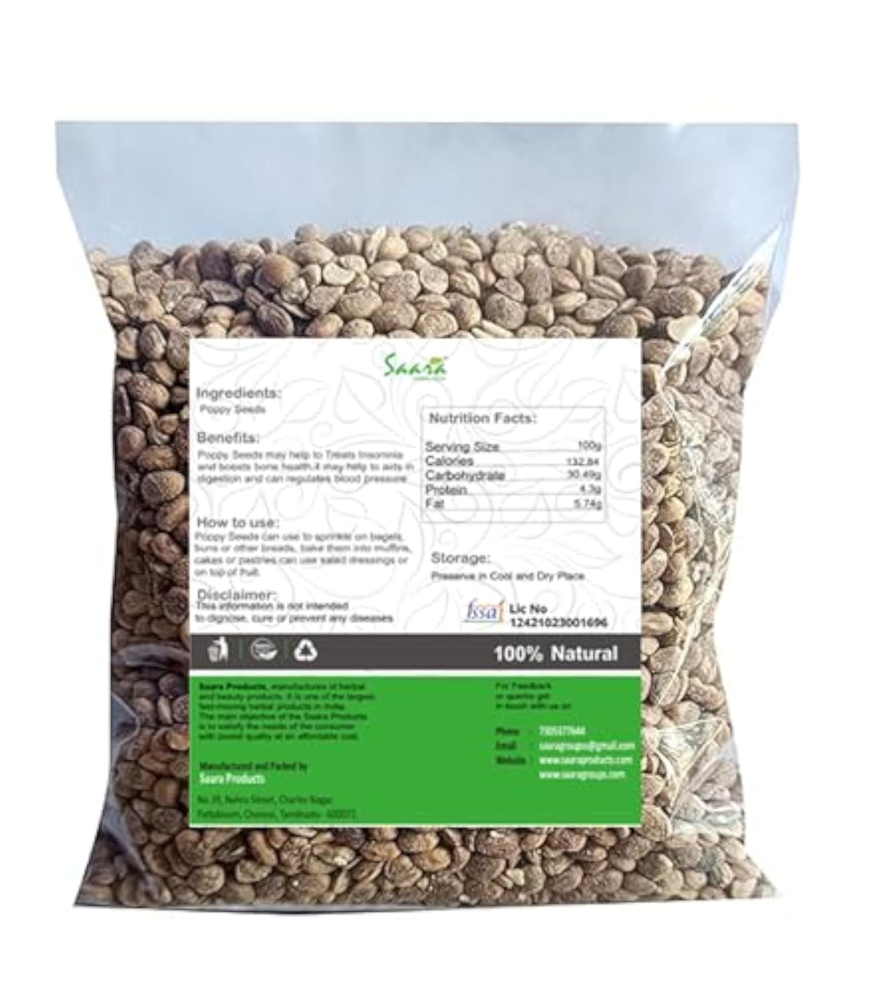 Saara HERBAL FRESH Sara Paruppu, 1000 grams