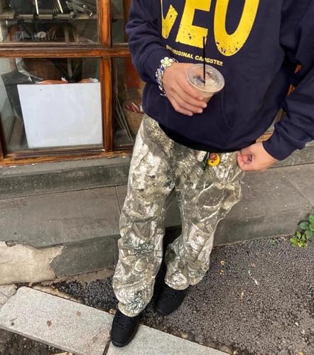 Women's Camo Cargo Pants Y2k Maple Leaf Print High Waist Baggy Camouflage Pants Loose Army Cargo Joggers Sweatpants3