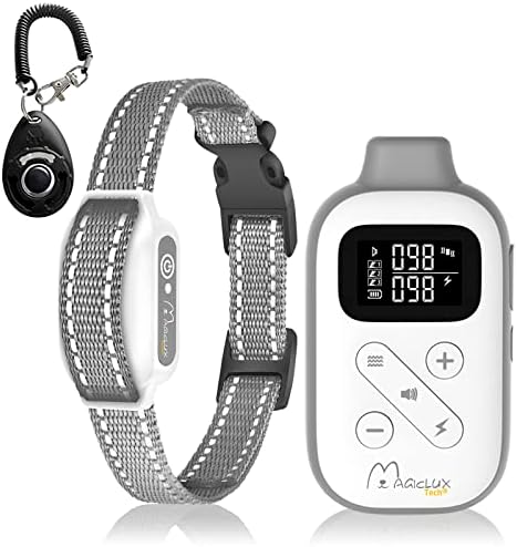 Dog Bark Collar,IPX7 Waterproof Dog Training Collar,Dog Shock Collar with Remote 3300FT,Rechargeable E-Collar with 3 Training Modes(Beep,Vibration,Safe Shock) Suitable for 5-120lbs Dogs (Grey)