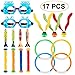 Produktbild Magicfun Tauchen Spielzeug, 17 Stück Tauchspielzeug Unterwasser Schwimmbad Spielzeug Set, 4 Torpedo Banditen + 3 Wasser Gras + 4 Tauchstäbe + 4 Tauchringe + 2 Tauchergläser
