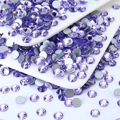 Image of 1440PCS SS10 Crystal Glass Flatback Rhinestones, Round Flat Back Crystal Gems for Nail Art and Craft Clothes, Glue Fix Diamond Stones Light Violet (2.7-2.8mm)