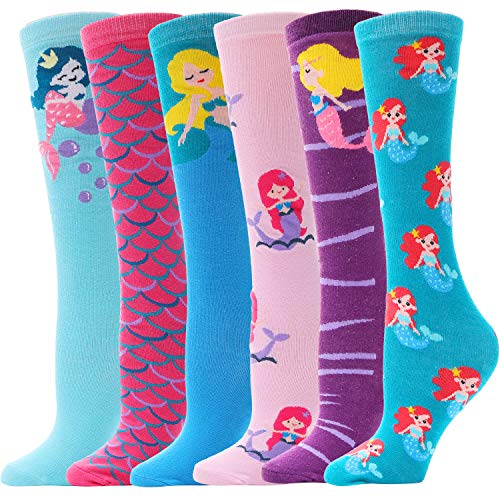 Image of MOGGEI 6 Pairs Kids Girls Knee High Socks Gift Long Crazy Silly Tall Funny Boot Cute Animal Child Fun Socks
