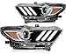 LBRST Headlight Assembly for ford for Mustang 2015-2020 Black Housing Amber Reflector Clear Lens Driver and Passenger Side Headlamp
