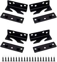 Hewnda 3.3-Inch Heavy Duty Bed Rail Brackets, 4-Pack Black Steel Headboard Frame Hardware for Secure Beds