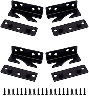 Hewnda 3.3-Inch Heavy Duty Bed Rail Brackets, 4-Pack Black Steel Headboard Frame Hardware for Secure Beds