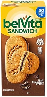 B e l v i t a Chocolate, B e l v i t a Breakfast Biscuits, B e l v i t a Soft Baked, Bevita Sandwich, 50 Packs of 4, 88 Ounce, 5.5 Lbs, Bel vita