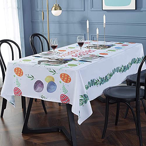 SASTYBALE Easter Tablecloth Floral Pattern Polyester Table Cloth Spill Proof Wrinkle Resistant Table Cover for Kitchen Dining Tabletop(Square, 54" x 54" (2-4 Seats)