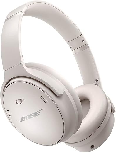 Bose Quietcomfort 45 Bluetooth Wireless Over Ear Headphones with Mic Noise Cancelling – White Smoke