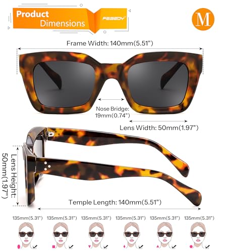 FEISEDY Classic Women Sunglasses Fashion Thick Square Sun Glasses Chunky Frame UV400 B24713