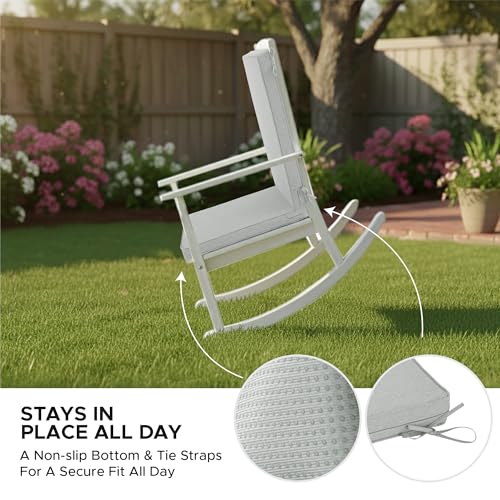 Image of Outdoor Chair Cushions 20x20, Water-Resistant & Fade-Resistant, Patio Furniture Lawn Dining Chair Seat Replacement with High Back, Ties Zipper, Removable Cover, Set of 4, Light Grey