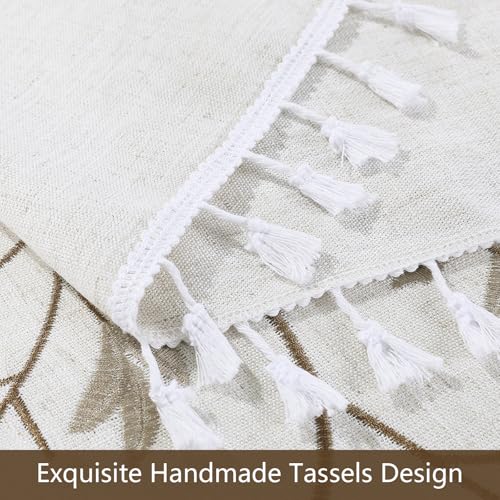 HOMBYS Solid Embroidery Oval Tablecloth with Tassels for Oval Table, 52 x 70 Inch Lace Dust-Proof Table Cover for Kitchen Dinning, Wrinkle Free Anti-Fading Tabletop Decoration, Natural by HOMBYS - Used condition - Image 6
