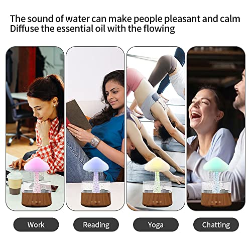 Rain Cloud Diffuser Night Light Aromatherapy Essential Oil Diffuser Night Desktop Aroma Fountain Water Drop Sound Relaxing Rain Cloud Humidifier 7 Colors Night Light Diffuser Meditation #TOP6