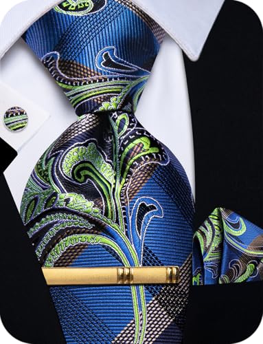 Image of YourTies Floral Ties for Men Silk Tie and Pocket Square Set Business Formal Mens Neckties with Gift Box Wedding