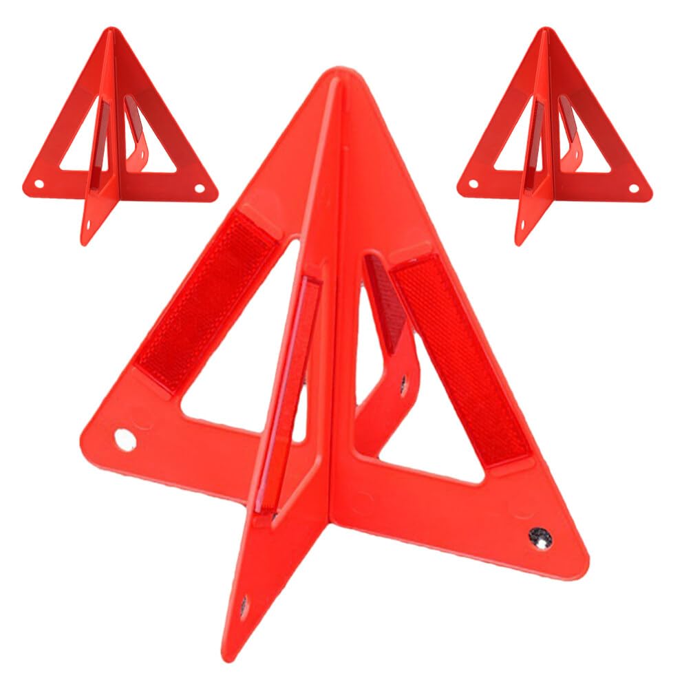 SOLUSTRE 3pezzi Segnale di Avvertimento Triangolare Riflettente per Auto Triangolo di Segnalazione Stradale di Triangoli di Sicurezza per Veicoli