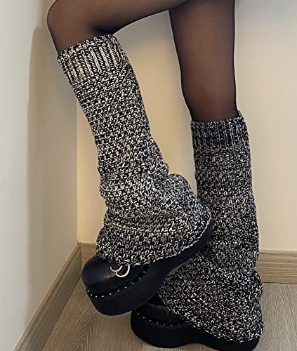 Image of WODECASA Girls Kawaii Leg Warmers Knitted Flared Leg Sleeves Goth Crochet Baggy Cuff Ankle Heap Socks