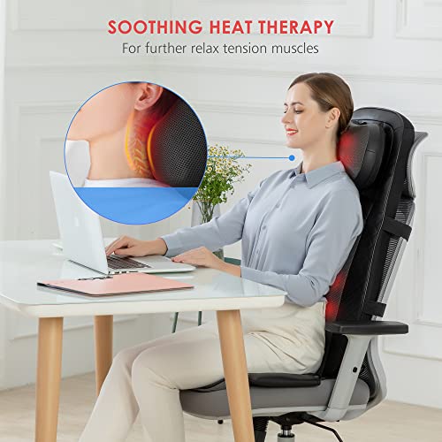Shiatsu Back Massager With Heat, Adjustable Height Massages For Neck And Back,Massage Chair Pad,Deep Kneading Chair Massager For Home Office,Gifts For Mom,Dad #TOP3