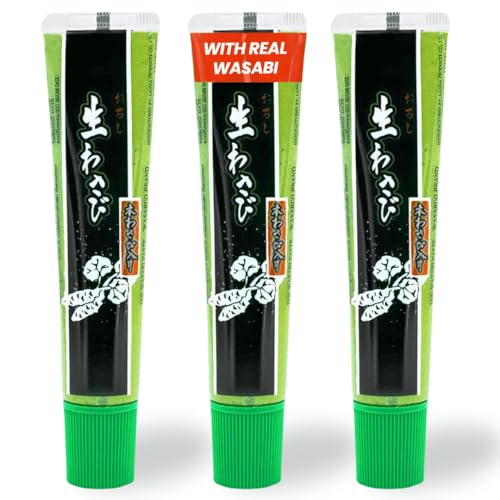 Wasabi-O Real Wasabi Paste - Authentic Japanese Fresh Wasabi Root - Mild Heat - Squeeze Tube for Sushi, Sauce, Mayo, Seafood - 3 x 1.52 Oz