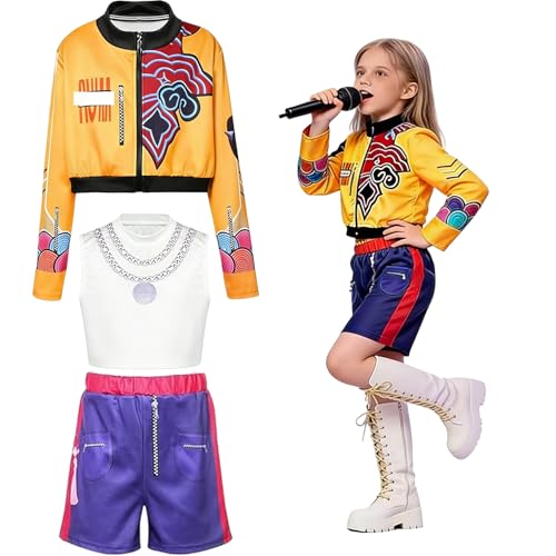 AOMAIGAD Disfraz de Rumi Anime Cosplay, Rumi Cosplay Costume, Disfraz de Cosplay de Anime K-pop, Ideal para Fiestas Carnavals (9-10Y/150)
