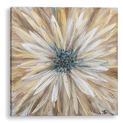 Bayland Collection SH263 Yellow 3030 inch Hand Floral Canvas Artwork, Home Decor, Modern