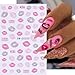 Valentine's Day Nail Art Stickers Pink Sexy Lips Nail Stickers 6PCS Leopard Print Lip Heart 3D Self-Adhesive Valentine Nails Design Manicure Nail Art Decals Supplies for Women DIY Nail Decorations