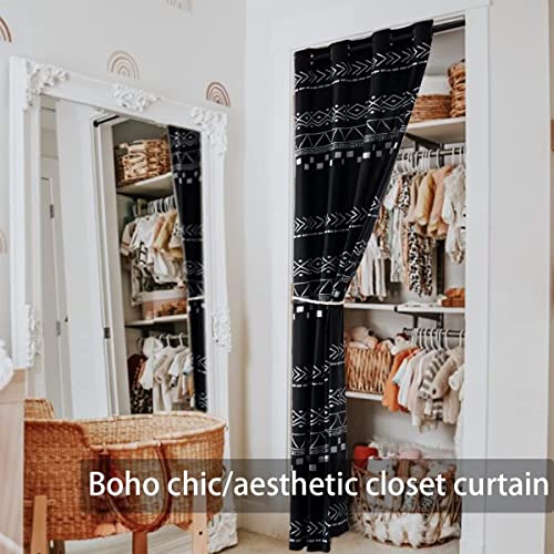 Door Curtains For Doorway Privacy,80 Inch Length Semi Blackout Insulated Thermal Room Divider Cover/Blinds,Decorative Tribal Modern Boho Closet Curtain For Bedroom Living Hallway Bathroom,Black White #TOP3