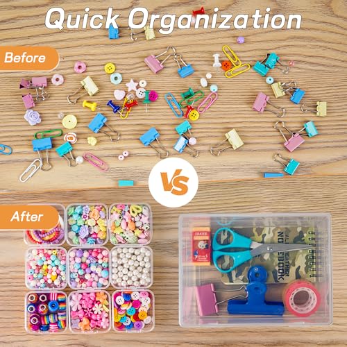 Image of Exptolii Small Bead Organizer Box, 45Pcs Clear Plastic Case Mini Dimond Bead Storage Containers with Hinged Lids and Rectangle for Bracelet Making DIY Jewelry Craft Nail Small Parts