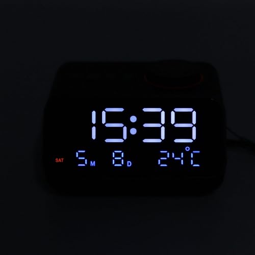Miniatura 9 de TOPINCN Reloj despertador Radio reloj de radio para dormitorio infantil con mesa LED de noche, pantalla digital para habitación y música, relojes de