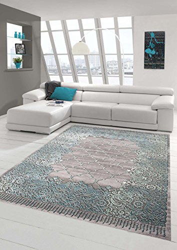 Traum Teppich Designerteppich Moderner Teppich Wohnzimmerteppich Kurzflor Bordüre und Ornamente mit...