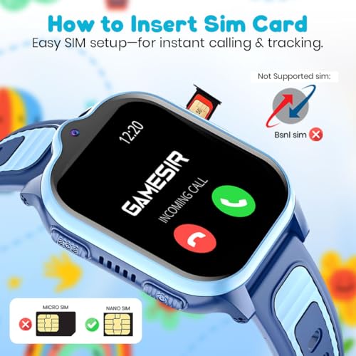 Image of GameSir TrackNova 4G /5G Kids Smartwatch | Live GPS Tracking | App Control | HD Video Call | Games | Family Chat | SOS Safety Alert | IP67 | Camera | FaceLock | 800mAh Long Battery Life - (Blue)